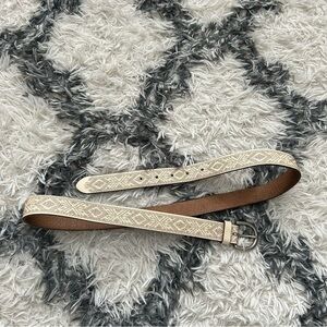 Cream Belt with Rose Cross Stitching Detail